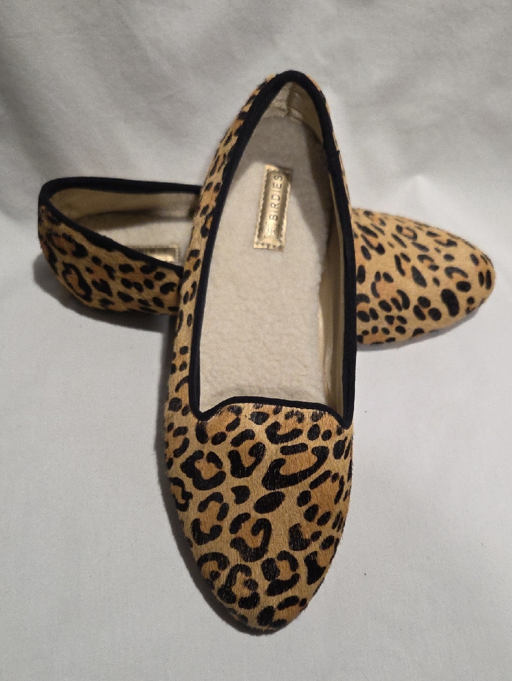 Birdies Starling Leopard Print Calf Hair Loafers